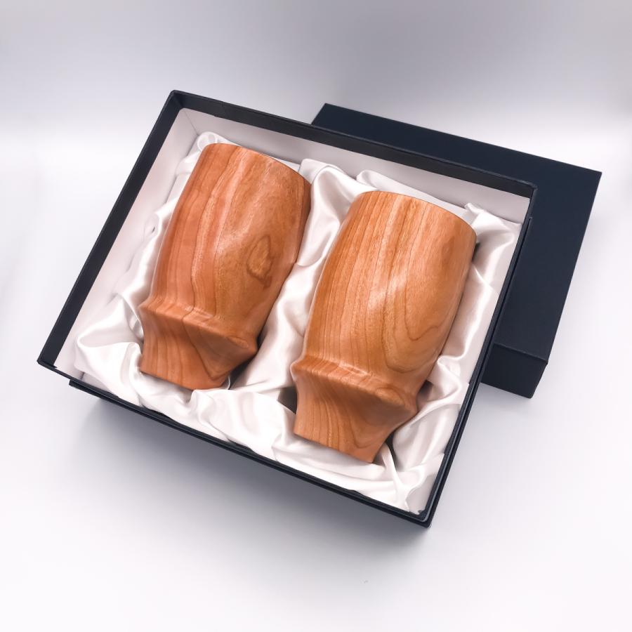 タンブラー ペアー 木製 ブラックチェリー材 化粧箱入り 350ml×2個